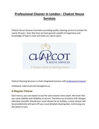 Professional Cleaner in London - Chalcot House Services