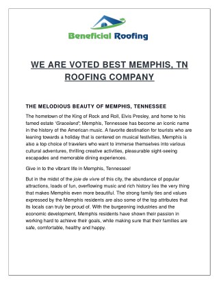 Roofing Services in Memphis, Tennessee - Beneficial Roofing