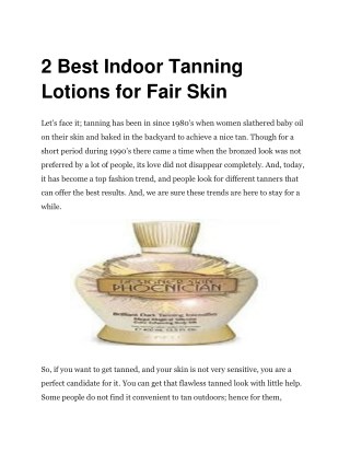 2 Best Indoor Tanning Lotions for Fair Skin