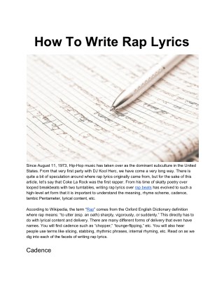 Ppt How To Write Rap Lyrics Powerpoint Presentation Free Download Id