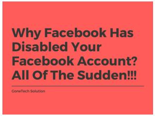 Has Your Facebook Account Disabled? Why This Happened!!!
