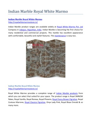 Indian Marble Royal White Marmo