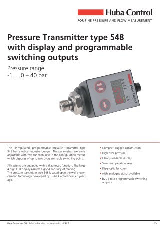 Huba Control Pressure sensor 548 | Instronline