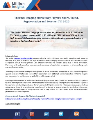Thermal Imaging Market Key Players, Share, Trend, Segmentation and Forecast Till 2020