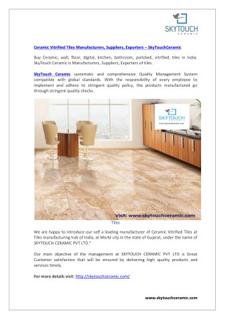 Ceramic Vitrified Tiles Manufacturers, Suppliers, Exporters â€“ SkyTouchCeramic