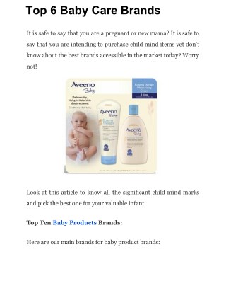 Top 6 Baby Care Brands