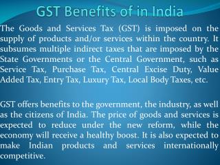 GST Benefits of in India