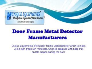 Door Frame Metal Detector Manufacturers