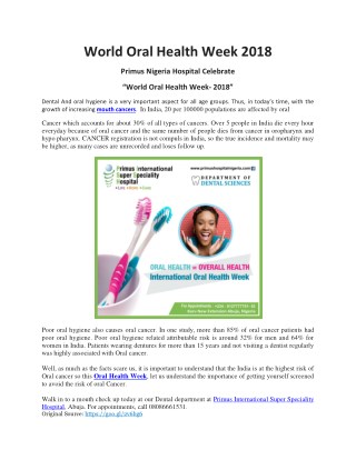 World Oral Health Week 2018