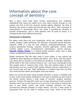 Information about the core concept of dentistry