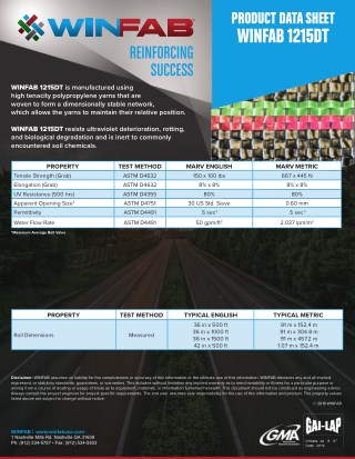 Product data sheet winfab 1215dt