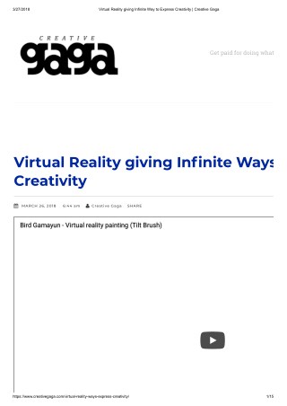 Virtual reality giving infinite way to express creativity creative gaga