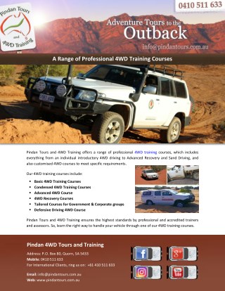 A Range of Professional 4WD Training Courses