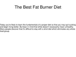 The Best Fat Burner Diet