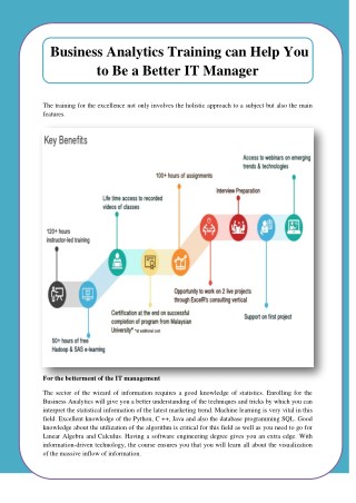 Business Analytics Training can Help You to Be a Better IT Manager