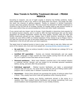 New Trends in Fertility Treatment Abroad â€“ PRAGA MEDICA