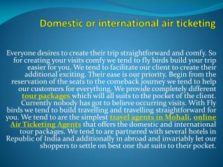 Domestic or international air ticketing