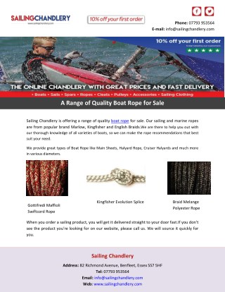 A Range of Quality Boat Rope for Sale