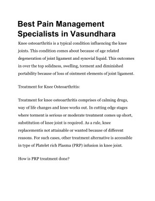 Pain Management Specialists in Vasundhara