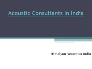 acoustic consultants in india