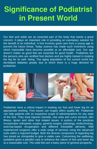 Significance of Podiatrist in Present World