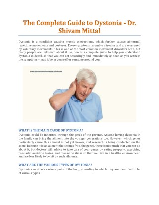 The Complete Guide to Dystonia - Dr. Shivam Mittal