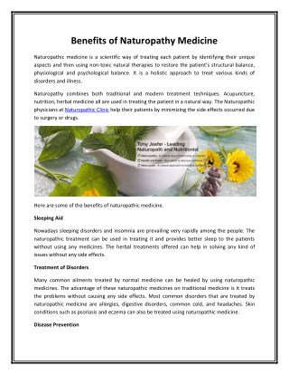 Benefits of Naturopathy Medicine