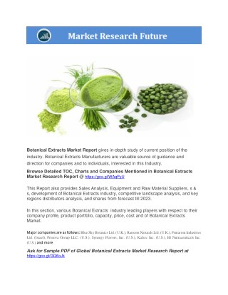 Botanical Extracts Market report