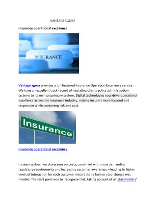 Insurance operational excellence