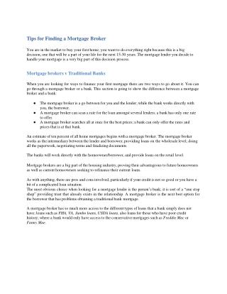 Tips for Finding a Mortgage Broker