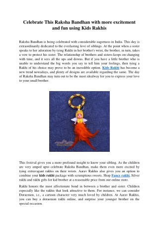 Celebrate This Raksha Bandhan with more excitement and fun using Kids Rakhis