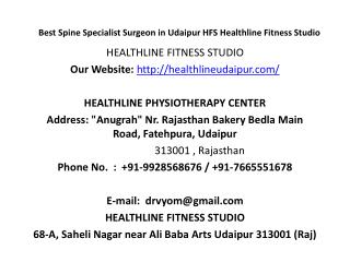 Best Spine Specialist Surgeon in Udaipur HFS Healthline Fitness Studio