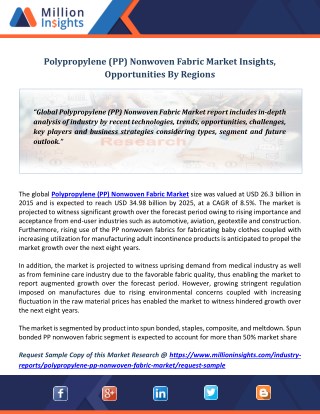 Polypropylene (PP) Nonwoven Fabric Market Insights, Opportunities By Regions