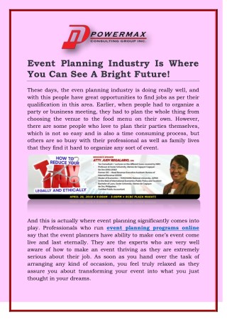 Event Planning Industry Is Where You Can See A Bright Future!