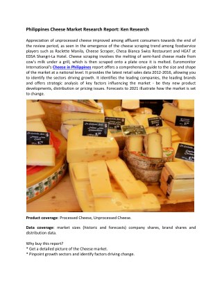 Philippines Cheese Market Shares, Market Growth Analysis-Ken Research