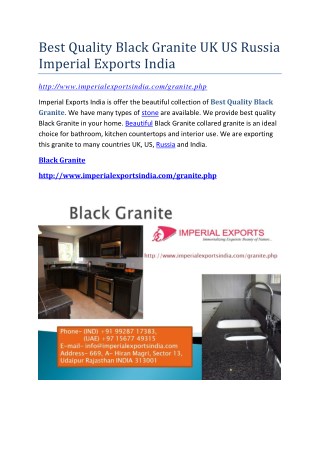 Best Quality Black Granite UK US Russia Imperial Exports India
