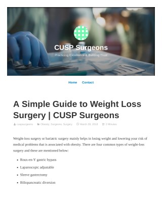 A Simple Guide to Weight Loss Surgery | CUSP Surgeons