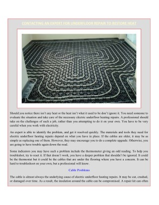 Contacting an Expert for Underfloor Repair to Restore Heat