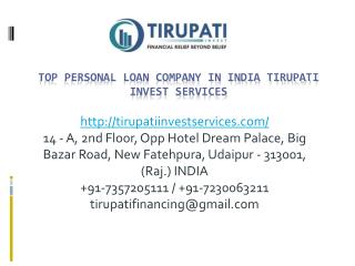 Top Personal Loan Company in India Tirupati Invest Services