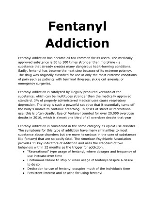 Fentanyl Addiction