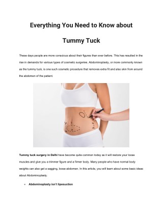 Everything You Need to Know about Tummy Tuck