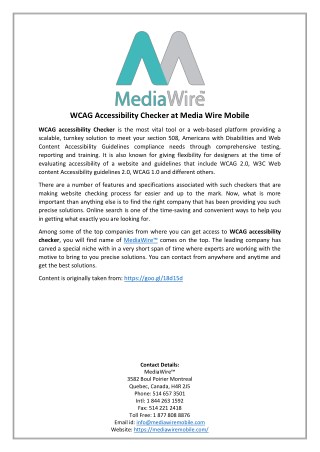 WCAG Accessibility Checker at Media Wire Mobile