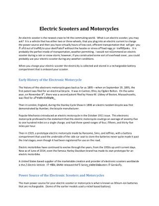 Electric Scooters and Motorcycles