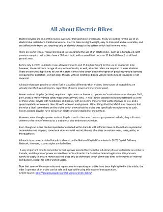 All about Electric Bikes