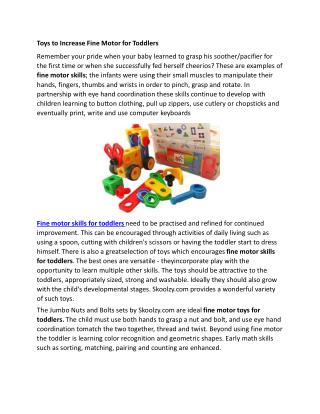 Toys to Increase Fine Motor for Toddlers