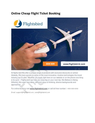 Do Online Cheap Flight Ticket Booking via Flightsbird & enjoy the trip!
