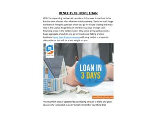 Benefits Of Home Loan