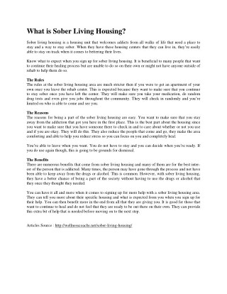 What is Sober Living Housing
