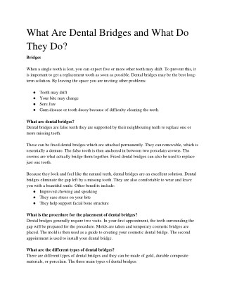 What Are Dental Bridges and What Do They Do?