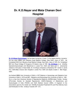 Dr. K.D.Nayar and Mata Chanan Devi Hospital
